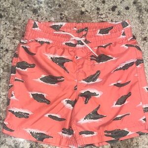 Old Navy Kids Swim Trunks - Coral with Crocodile Pattern